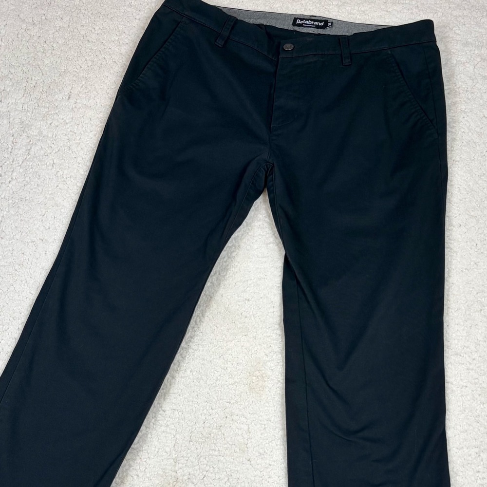 Betabrand Mens Black Chino Pants Size 34x30 Stretch Twill Casual Trousers